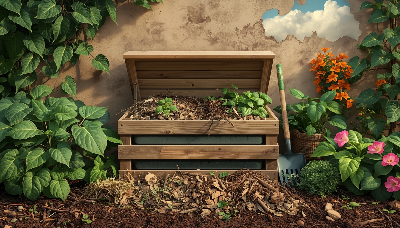 Sistema de compostaje orgánico para jardines sostenibles